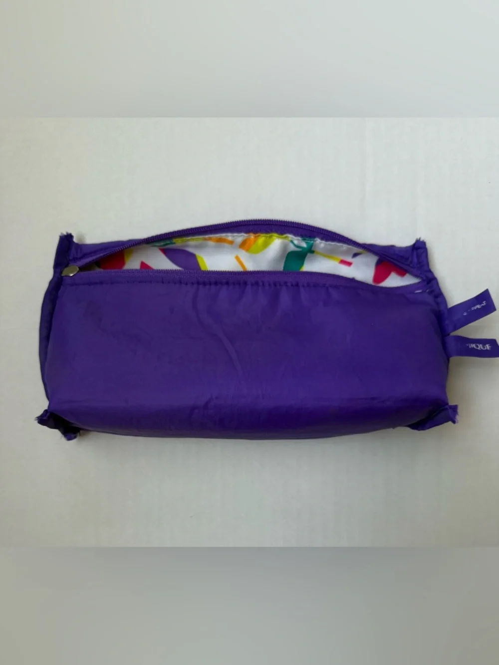 Clinique x Donald Collaboration Abstract Floral Cosmetic Bag White Purple